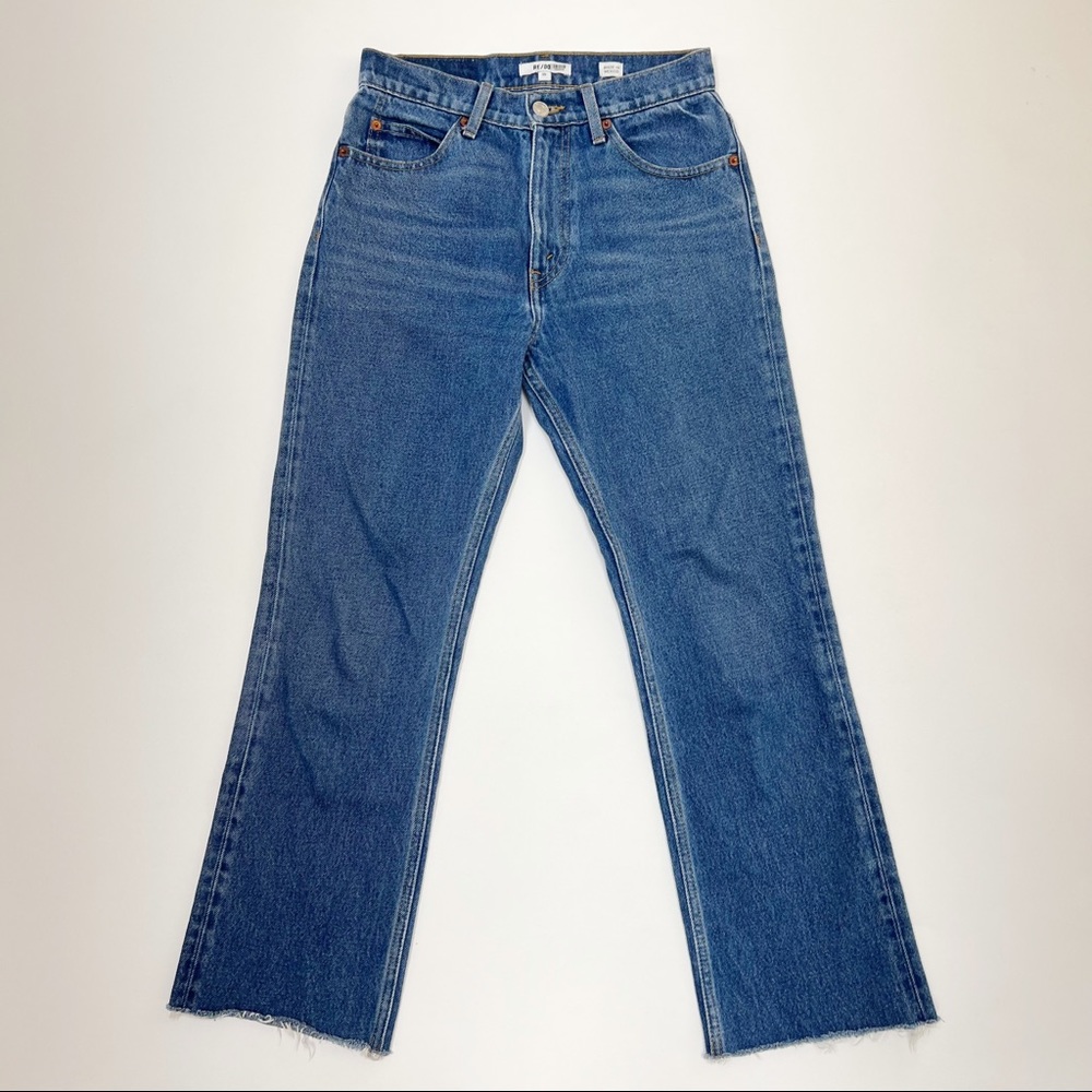 Re Done Originals Women’s Dark Wash High Rise Straight Leg Flare Jeans Size 26